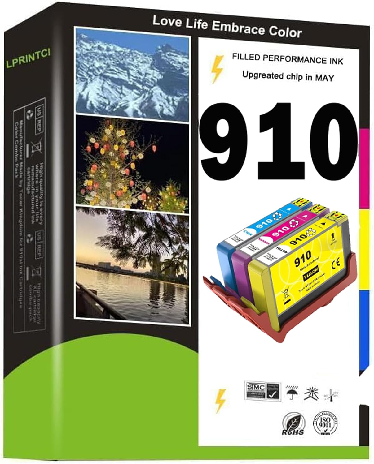 910 Cyan Magenta Yellow Ink Cartridge Replacement for OfficeJet Pro 8035e 8025e 8025 8022 8028 8035 8020 8015 Printer (3 Pack CMY)