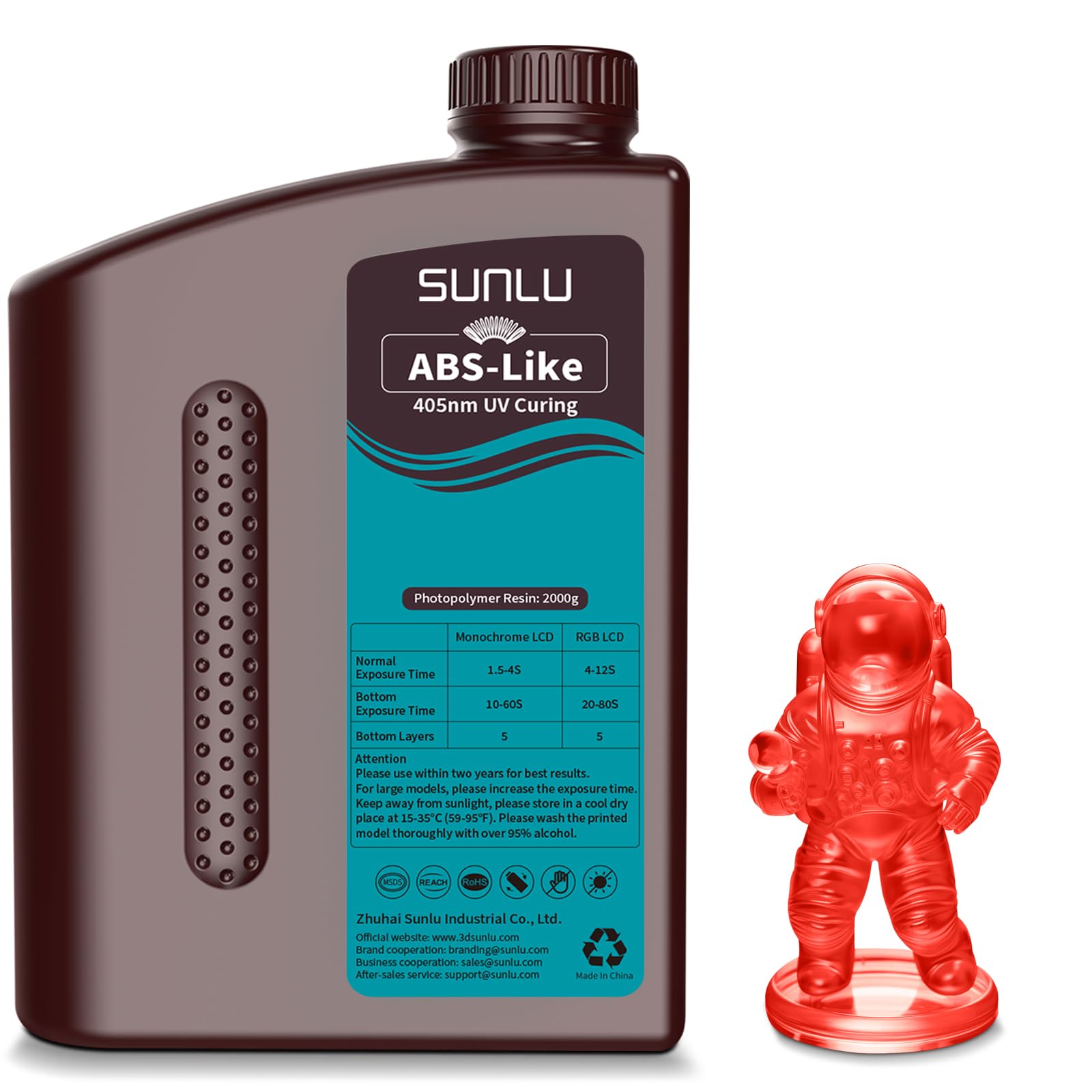 SUNLU Upgraded ABS Resin 2kg 3D Printer Resin 405nm UV Curing Resin for LCD/DLP/SLA 3D Printers High Compatibility 2000g Transparent Red-image-23