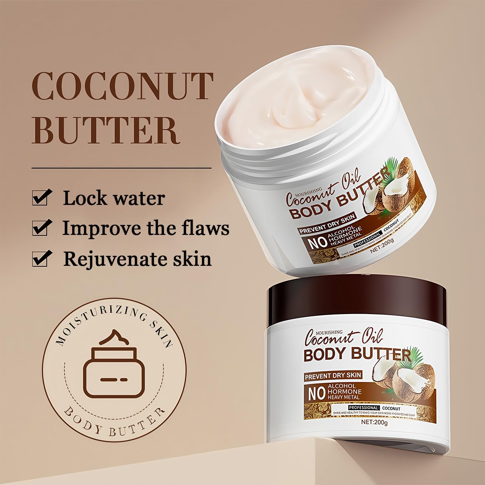Coconut Body Lotion 200ml, Coconut Body Oil For Dry Skin, Skin Care Moisturiser Skins, Hydrating, Nourishing - Image 2