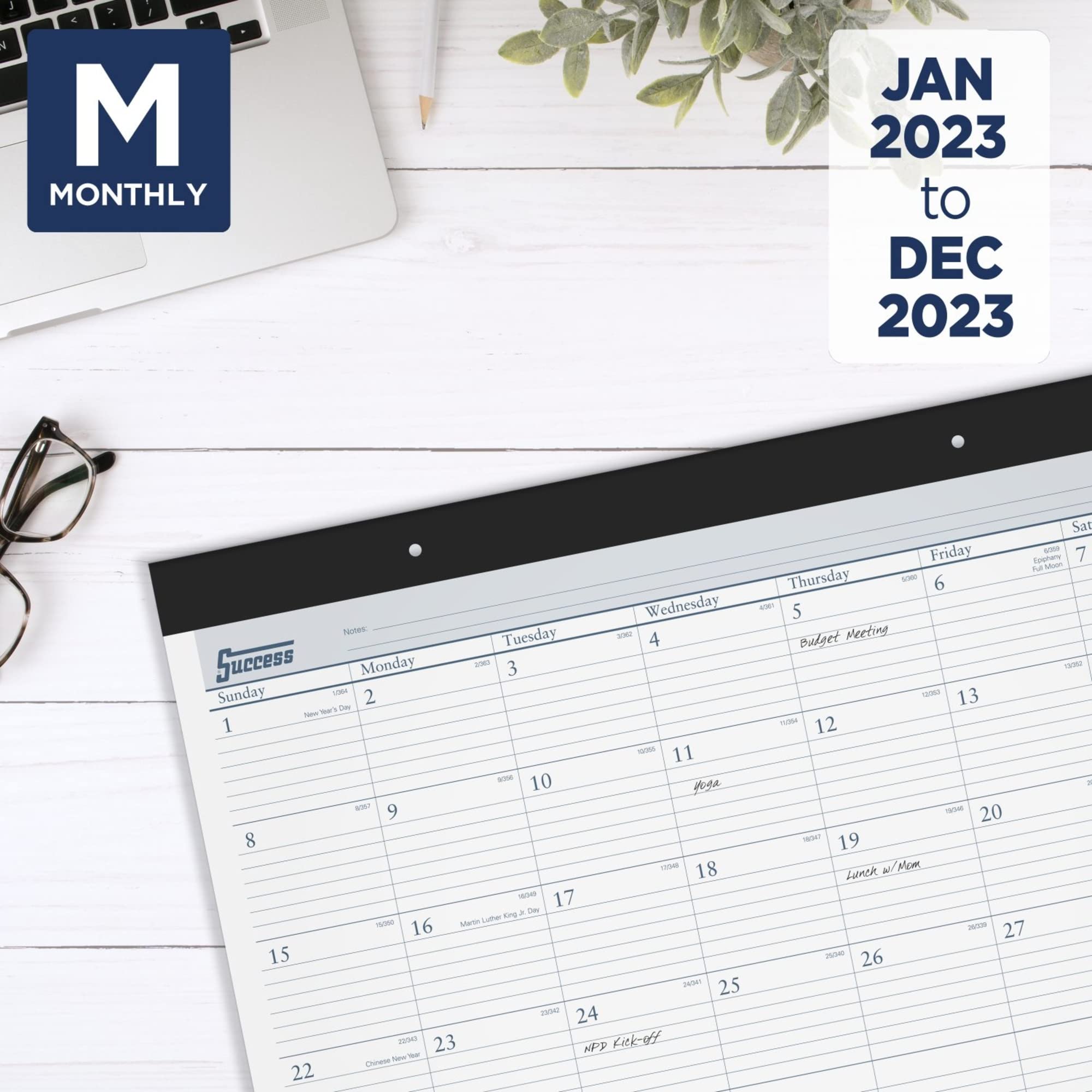 AT-A-GLANCE 2023-2024 Desk Calendar, Monthly Academic Desk Pad, 21-3/4" X 17", Standard