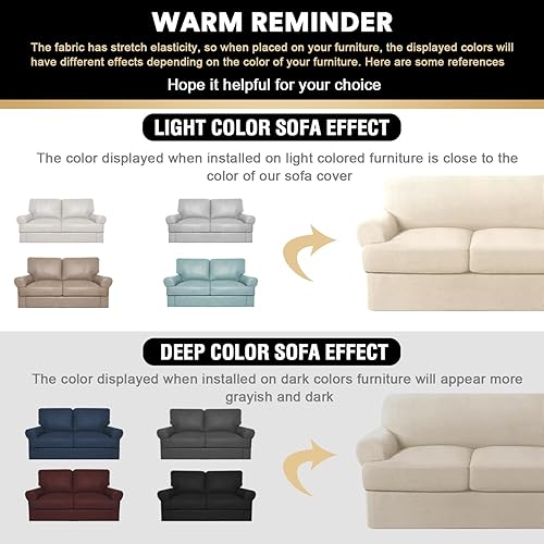 Miniatura 3 de PrinceDeco Funda de Sofá con Cojín en T de 3 Piezas, Fundas de Sofá para Sofá con Cojín en T, Fundas de Sofá Suaves, Funda Deslizable de Sofá,