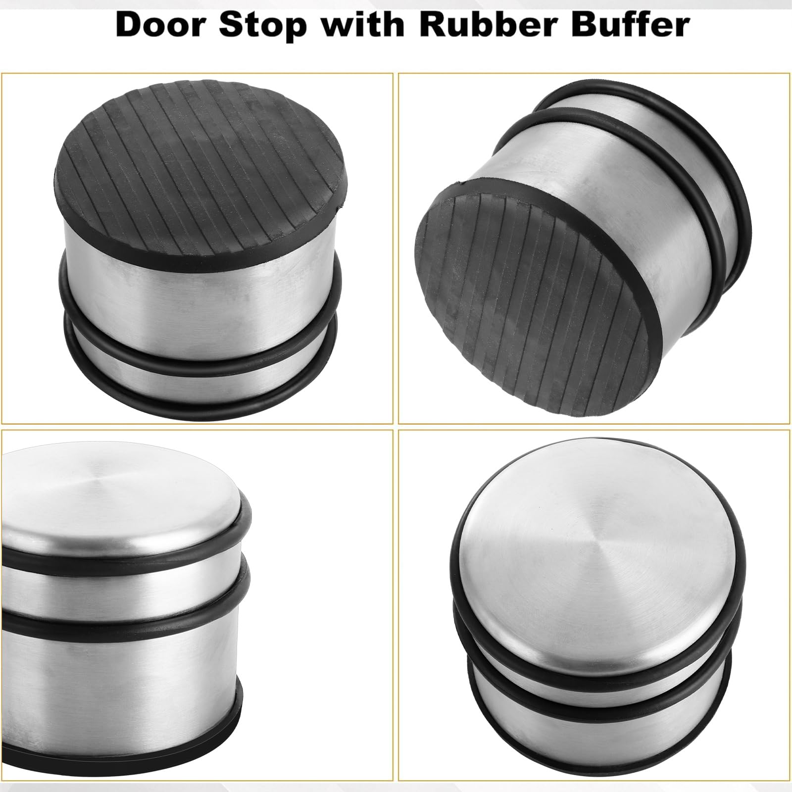Paquete De 4 Topes De Puerta De Piso, Topes De Puerta Negros De Acero Inoxidable Modernos Protectores De Pared Para Puerta Comercial Parachoques De
