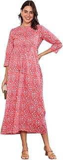 MomToBe Women's Cotton Maternity Dress with Zippers for Nursing Pre and Post Pregnancy Price In India