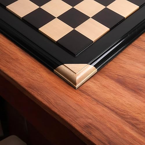 Miniatura 3 de Tablero de ajedrez de lujo de madera de ébano y arce de 21 pulgadas - Azulejos elevados cuadrados de 2.165 in
