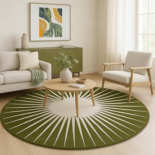 Restoration and Renovation Alfombra redonda moderna  Copetuda a mano con 100% lana de Nueva Zelanda, alfombra circular gruesa y suave para