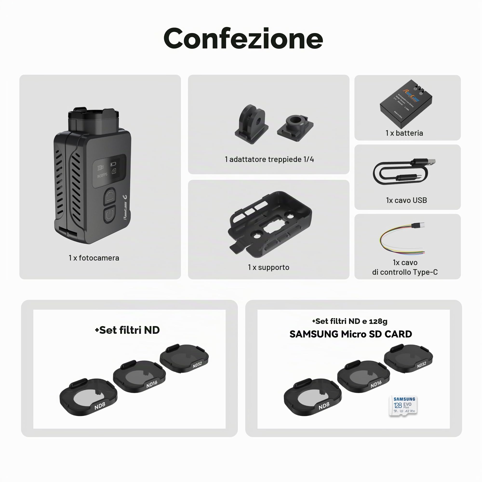 RunCam 6 4 K FPV Action Camera Mini HD Video Cam con EIS & GyroFlow HDMI PWM supporta per RC aereo razzo RC Auto FPV Drone Airsoft Sport Outdoor Opzione 1
