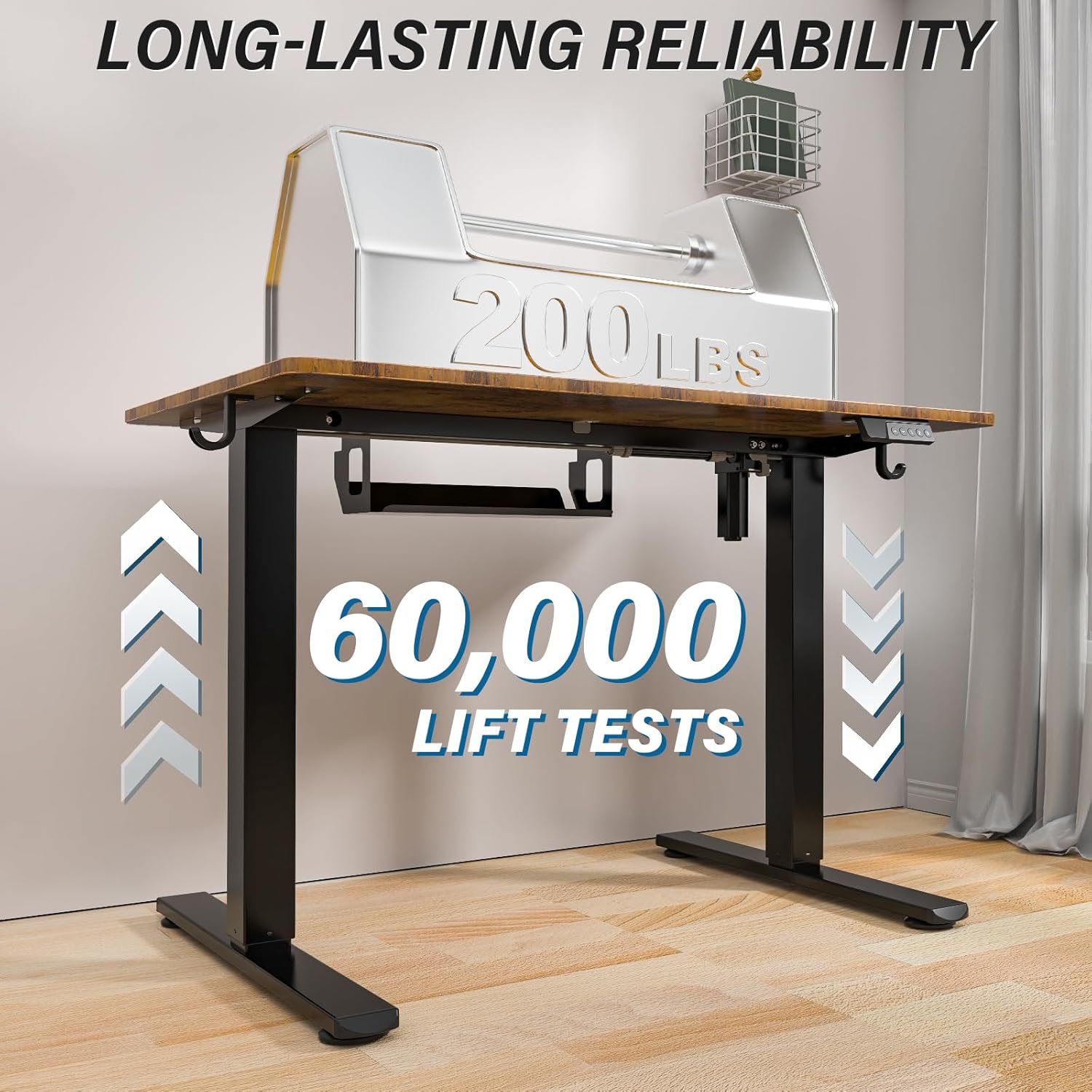 Kingant Standing Desk Height Adjustable Small Electric Stand Up Desks [35 x 20 Inch] - Ergonomic Sit Stand Desk Rising Desks for Home Office Computer Desk Stand Desk Workstation with Cable Management