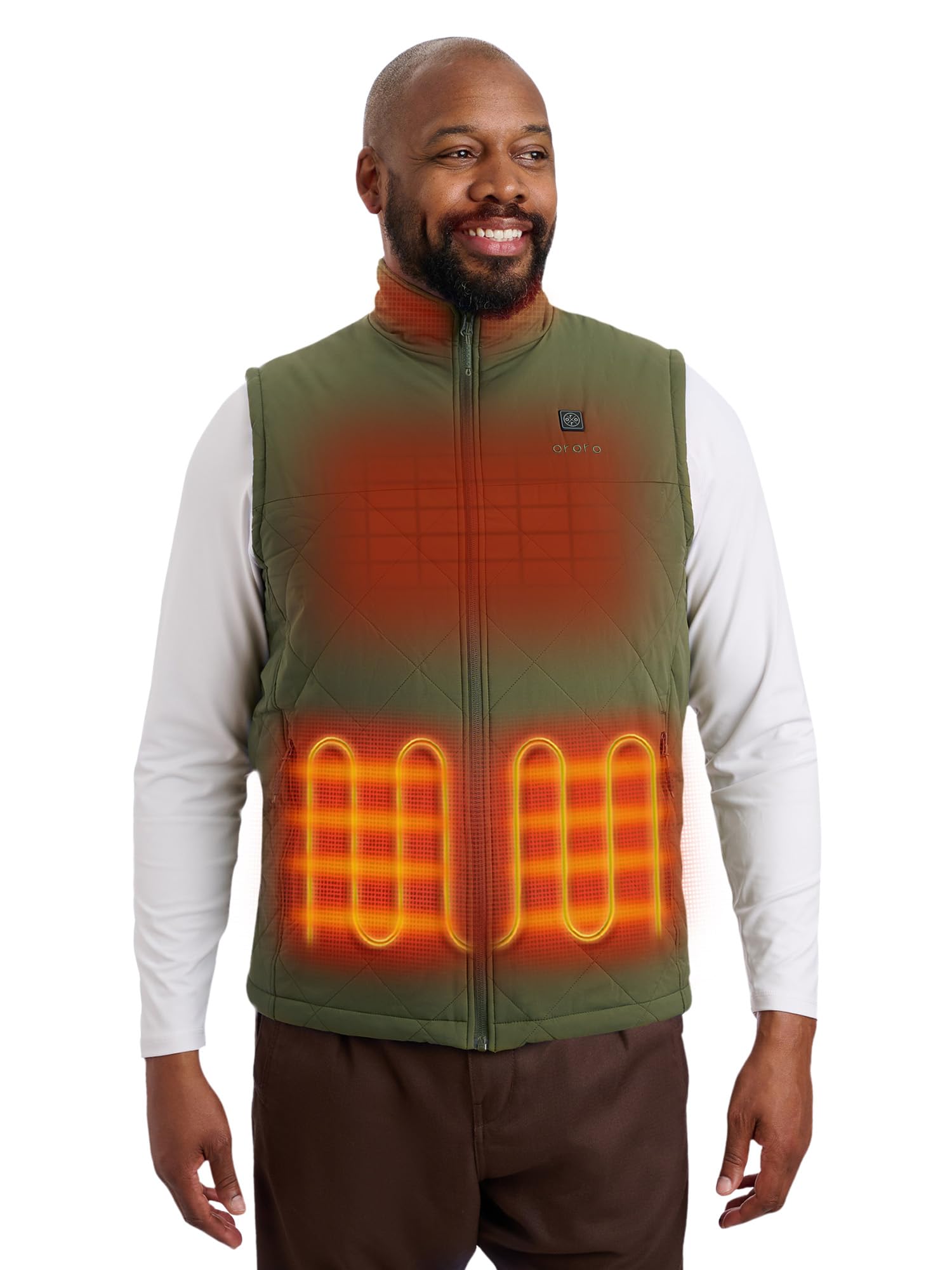 ORORO Men's Heated Quilted Vest with Heated Collar, Lightweight Quilted Heating Vest with USB-C Rechargeable Battery