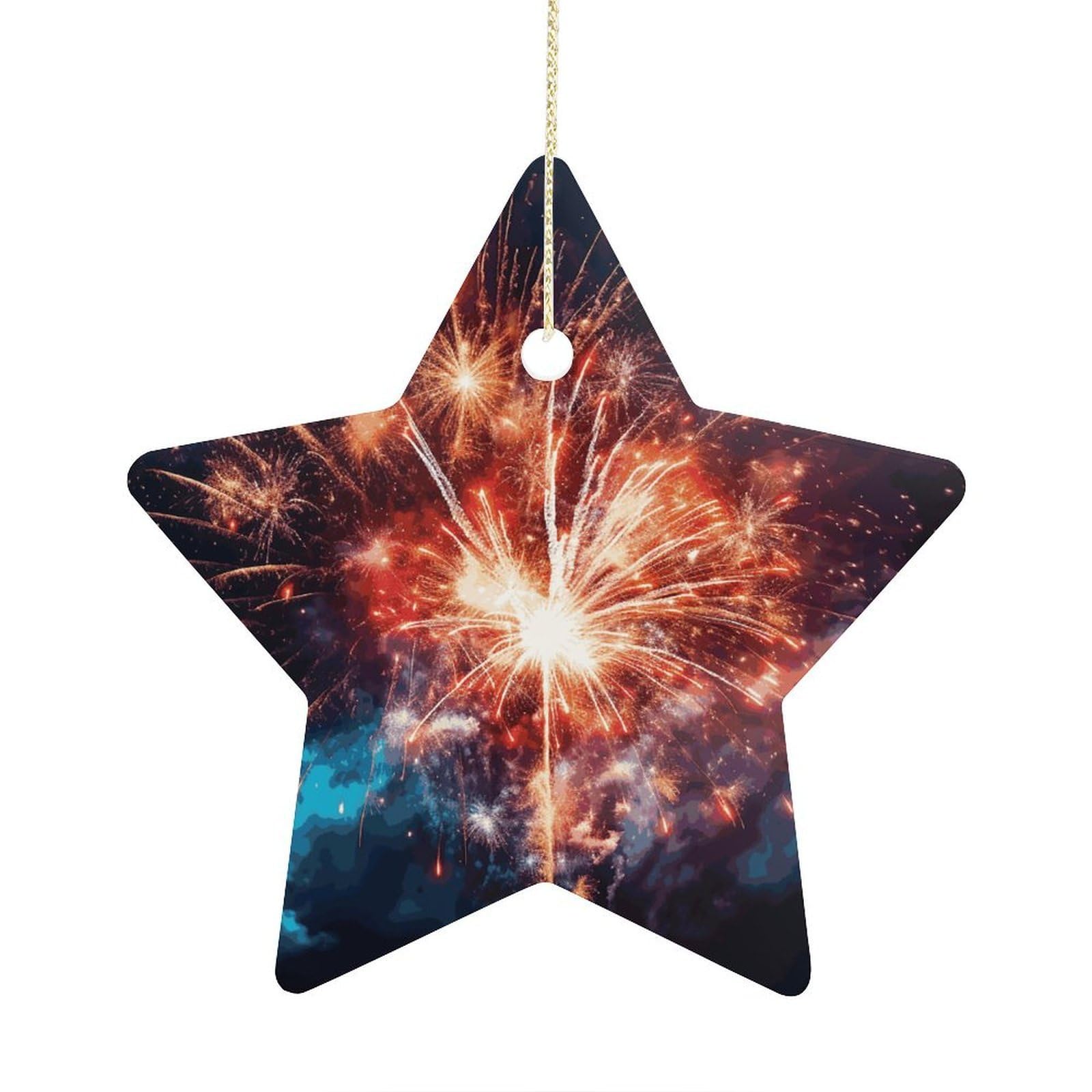 Fodpand Women's Style Explosion Firework Ornament With String, Keepsake Hanging Decorations,Ceramic Ornaments For Men Indoor Home Holiday Party Gifts