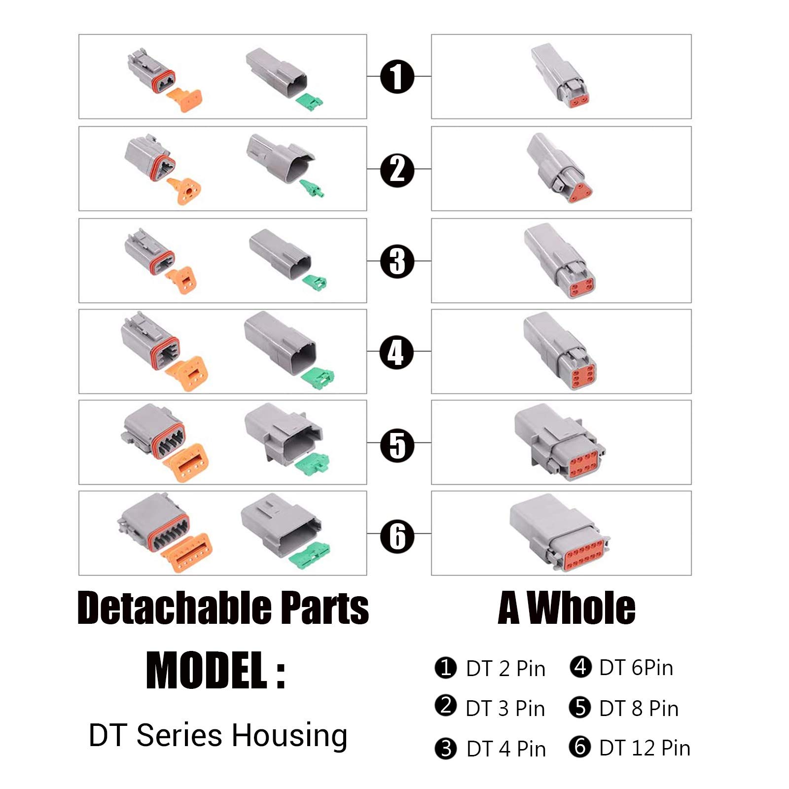Connecteur étanche 3 Broches Connecteurs DT 3 Broches Étanches CESFONJER - Lot 2 Sets Câble 16AWG Connecteur Automobile