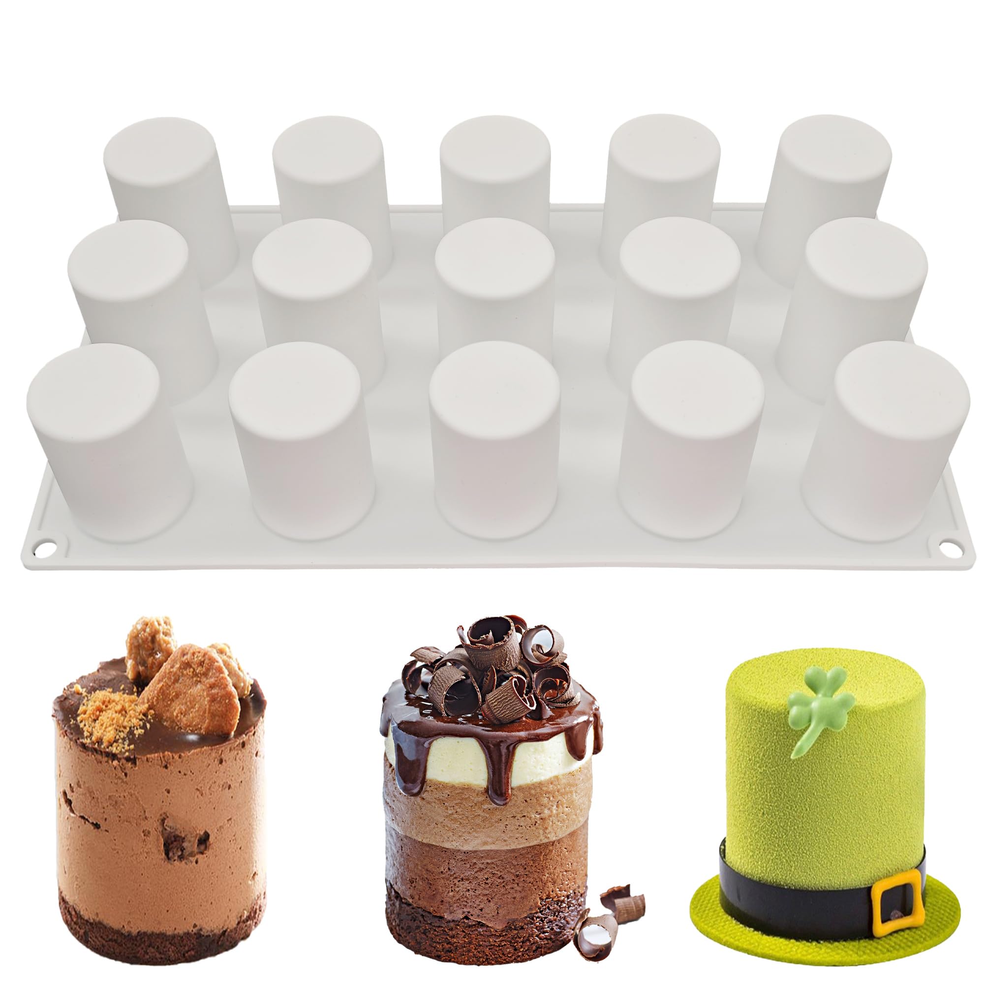 SEABABOO Silicone Mould Cylinder 15 Cavity L37 x H52 mm Chocolate Moulds Cylinder Mould Silicone 3D Cylinder Silicone Cake Mould for Chocolate Muffin Brownie Mousse Cake Chocolate Manufacturer