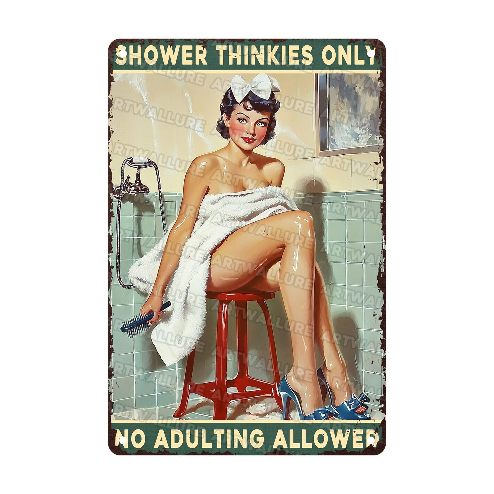 Bathroom Humor Metal Tin Sign Vintage Rustic Wall Decor Funny Toilet Art Retro Iron Plaque Man Cave WC Poster Gift Idea 8x12Inch