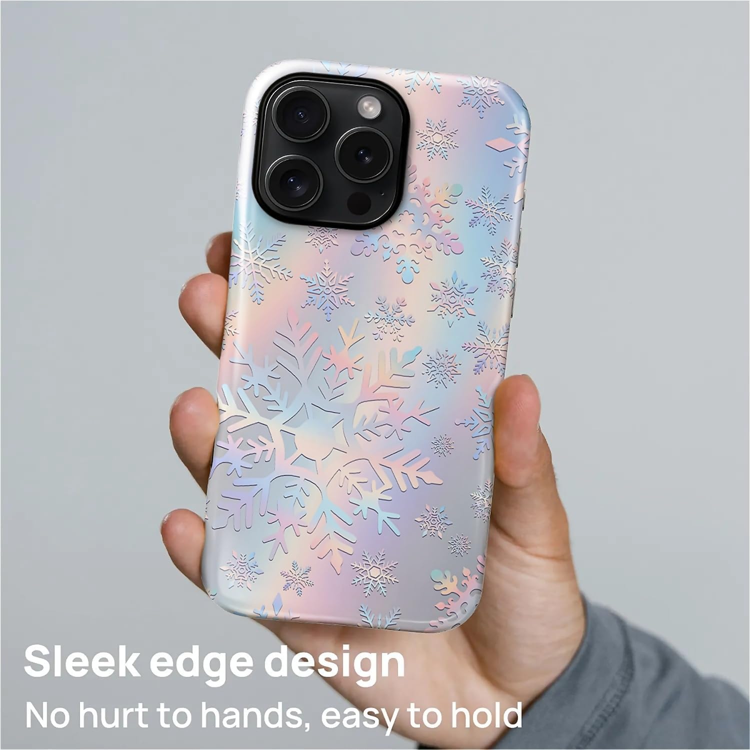 Case for iPhone 16 Pro [Compatible with MagSafe], Glossy Soft Silicone + Hard PC Anti-Scratch Shockproof Protective 2-in-1 Case for Women Men - Snowflakes
