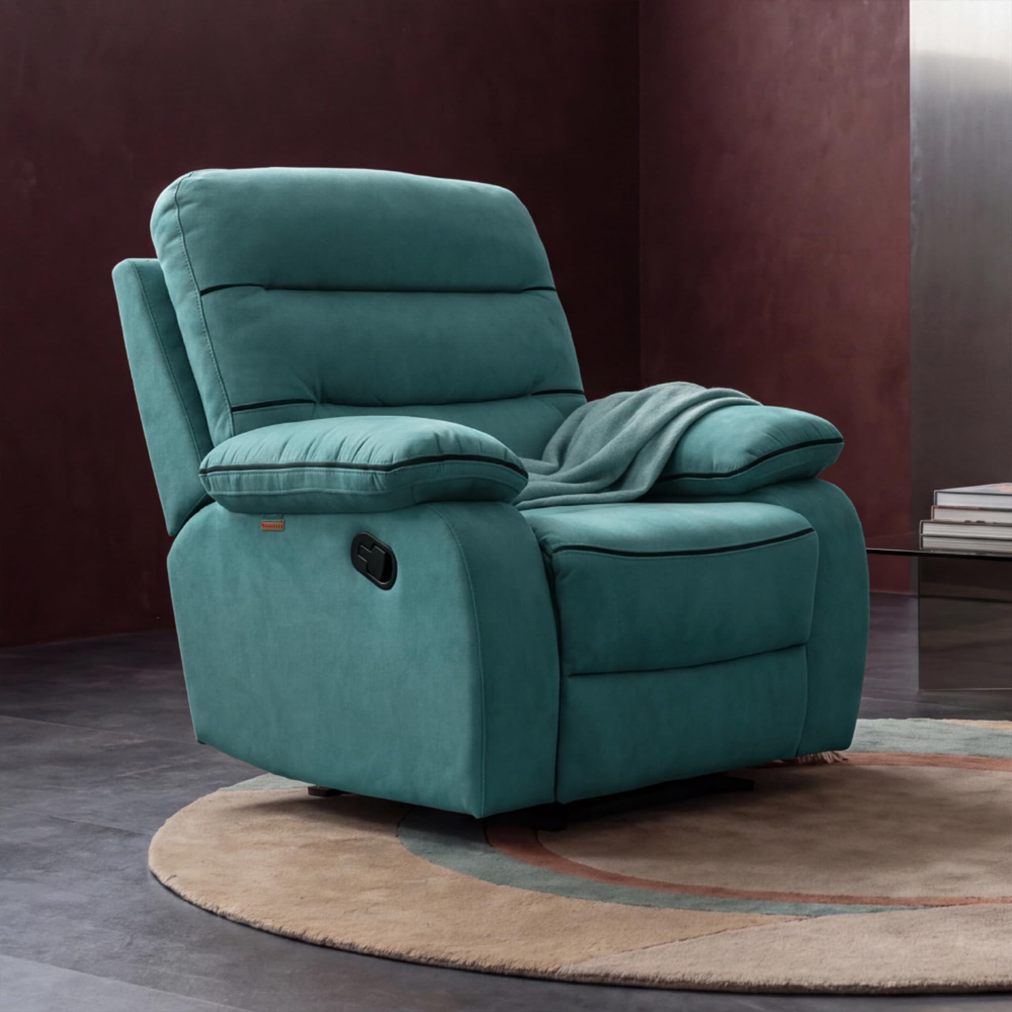 Duroflex Avalon Grande - 360° Swivel & Rocking Recliner Chair| 3 Recline Modes with 3 Zone Back Support| Premium Suede Fabric| Plush Seating with Foam & Spring Support| 3 Year Warranty - Teal