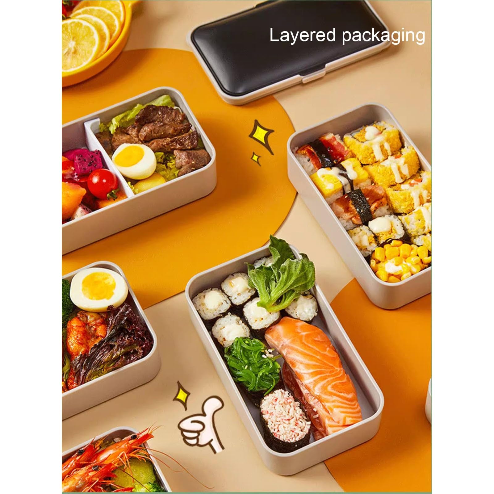Bento box, Bolsa de Almuerzo Aislada, Fiambrera Apilables, Lonchera Grande con Cubiertos y Divisores, taza de sopa Separada, Sellada(White)