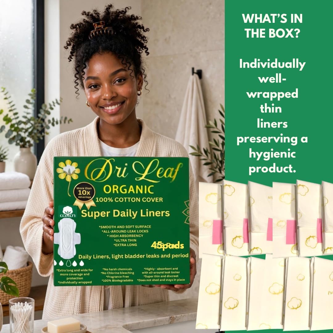 Organic Panty Liners Extra Long - 9.6in X 3.1in - Organic Cotton Liners with Wings - Hypoallergenic Cotton Panty Liners for Women - Fragrance Free Daily Liners (30 Pads) image 3