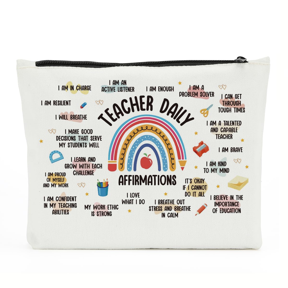 Rainbow Makeup Bag - Teacher & Mentor Gifts, Mental Health & Inspirational Gifts for Women, Positive Affirmations