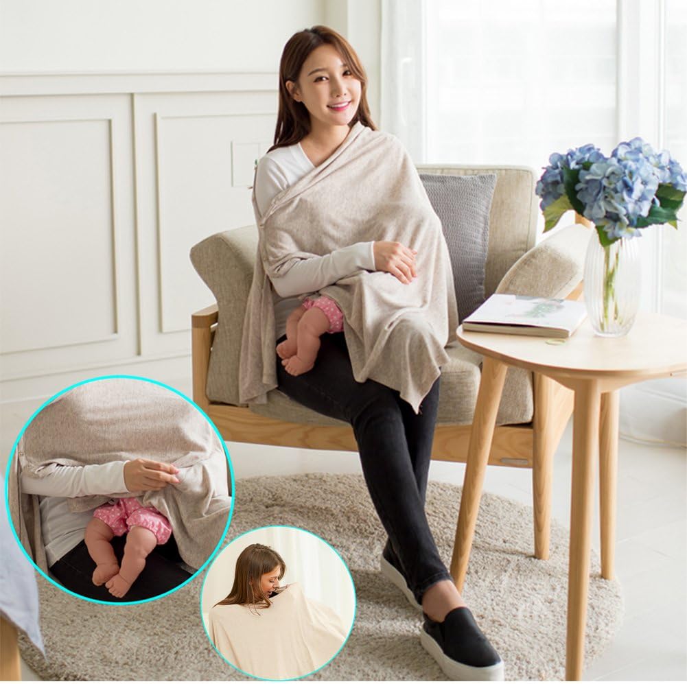Fashion Cotton Shawl, Nursing Cover, Breastfeeding Scarf, with Adjustable Button Design, One-size-fits-all, No See-through, Breathable warmth, Suitable for All Seasons