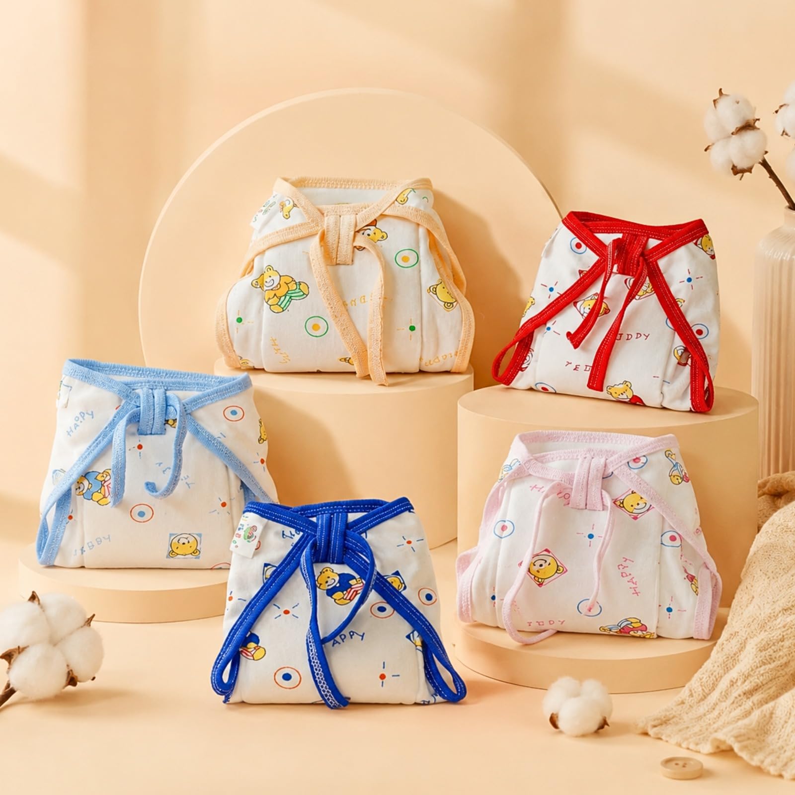 Little Boo NewBorn Baby Premium Cotton Hosiery Fabric Wide Padded Baby Reusable Nappy/Langot Age (0 Months - 6Months) Pack of 5-image-24