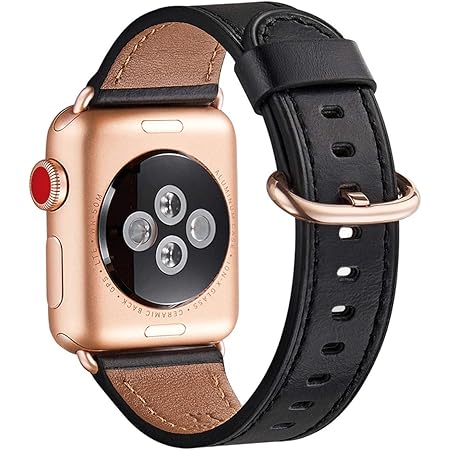 Amazon.com: WFEAGL Compatible iWatch band 41mm 40mm 38mm, Top Grain Leather  Band With Gold Adapter(the Same as Series 5/4/3 With Gold Aluminum Case in  Color ) for SE \u0026 Series 7/6/5/4/3/2/1/SE(Black+RoseGold) :