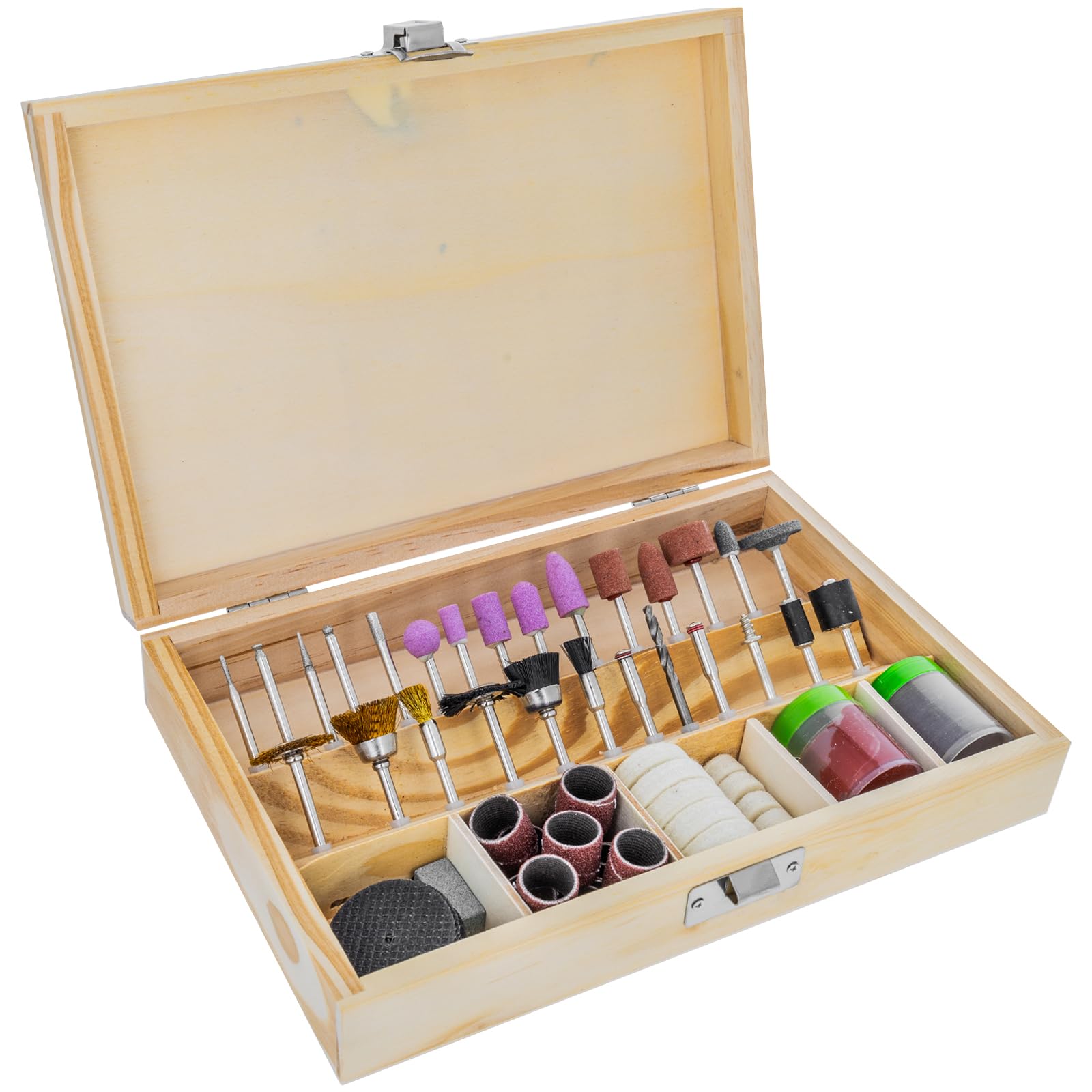 Universal Tool 100pc Polish Sand Cut Rotary Accessory Set in Wooden Box