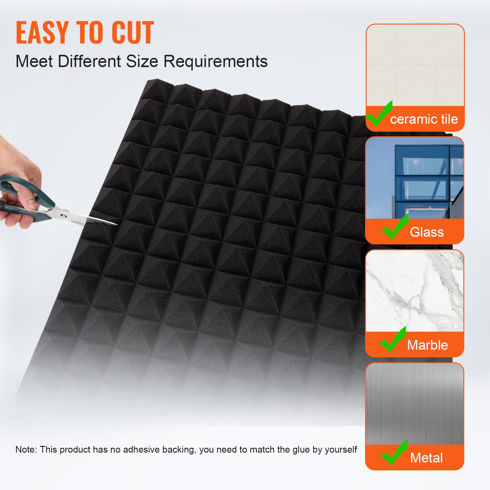 VEVOR Pannelli Acustici in Schiuma, Piramidali Adesivi per Pareti, Pannelli Fonoassorbenti Acustici, Pannelli Acustici per Pareti e Soffitti, 4 Pezzi, 1200 x 600 x 50 mm, Nero