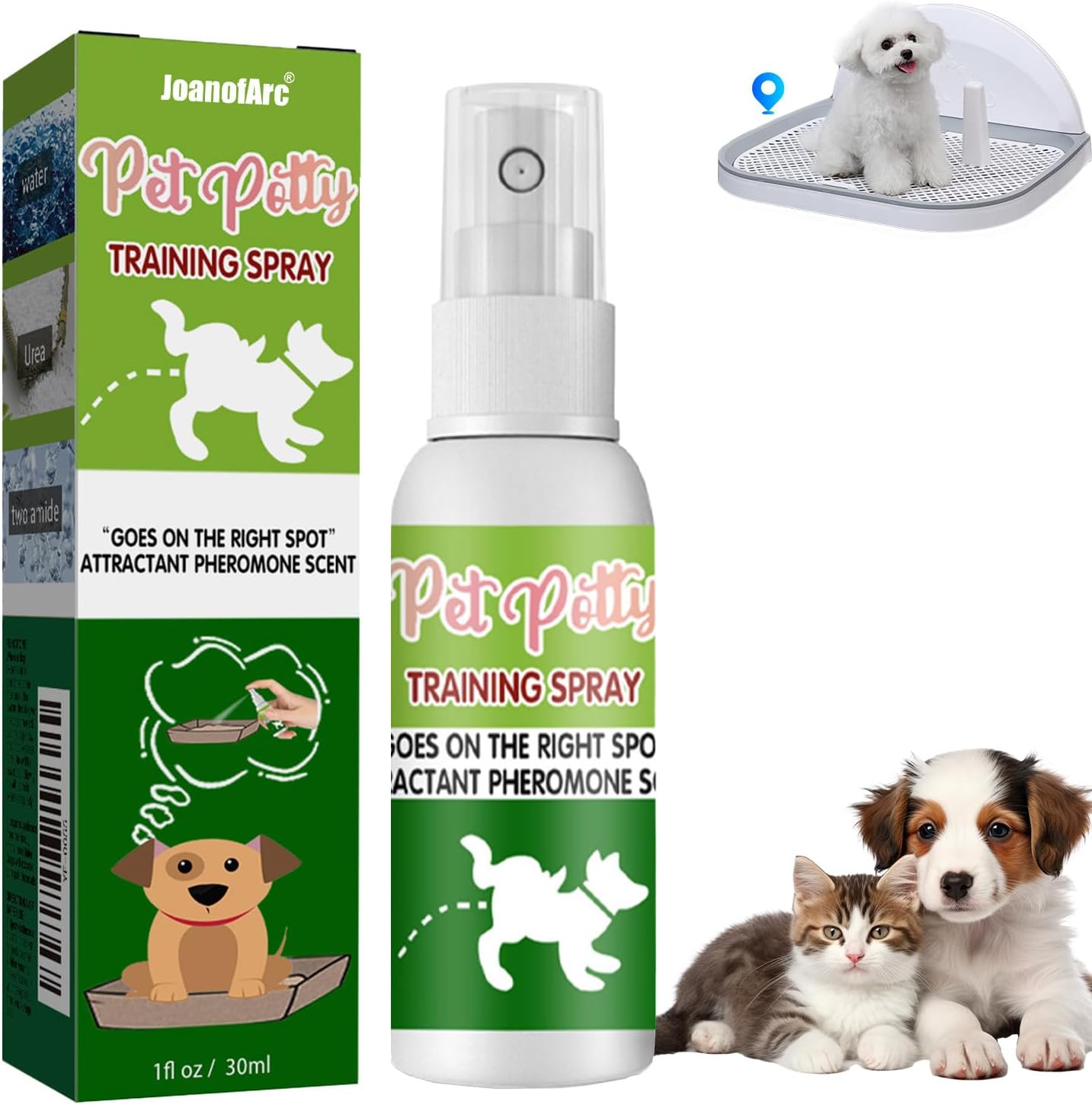 JoanofArc Dog Potty Training Spray: Puppy Attractant & Deterrent for Indoor/Outdoor Use, Humane 30ml Formula for Fast Results