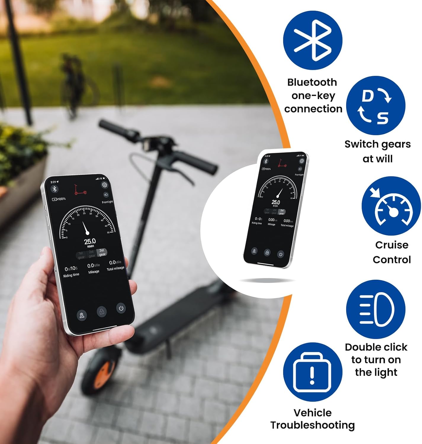 Electric Scooter, 8.5” Solid Tires, 350W Motor, 16MPH Top Speed & 12Miles Long Range, Foldable Commuter Escooter for Adults and Teens, with Dual Brakes and APP Cruise Control