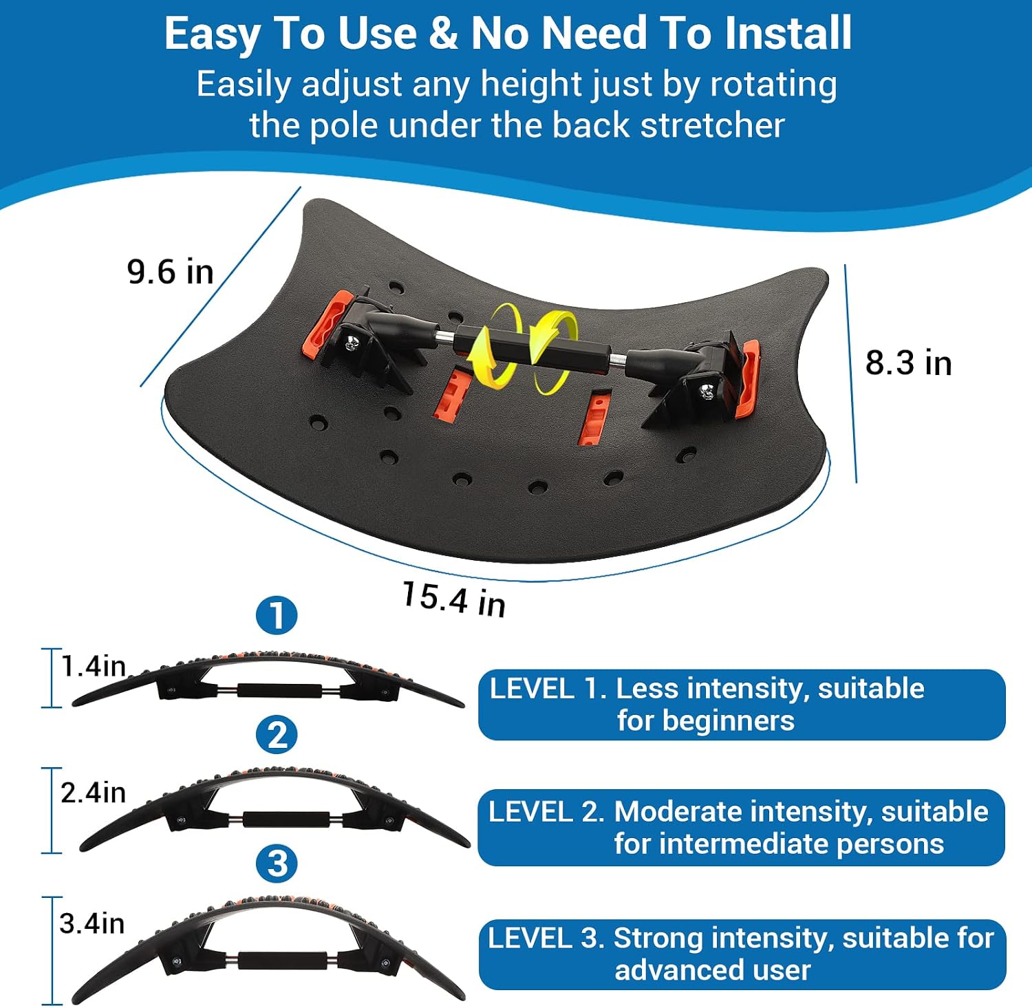 Dagfrid Back Stretcher, Back Cracker, 2023 Upgraded Back Cracking Device for Lower Back Pain Relief, Adjustable Multi-Level Back Popper with Massage Points for Herniated Disc, Scoliosis, Sciatica