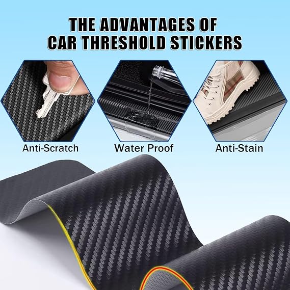 Car Door Sill Protector-4pcs Compatible with Hyundai TUCSON Ultimate h T-GDiDoor Sill Protector With Logo Carbon Fiber/Scratch-Resistant