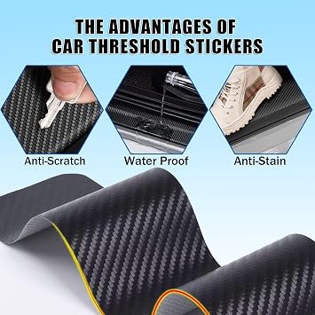 Car Door Sill Protector-4pcs Compatible with Hyundai TUCSON Ultimate h T-GDiDoor Sill Protector With Logo Carbon Fiber/Scratch-Resistant
