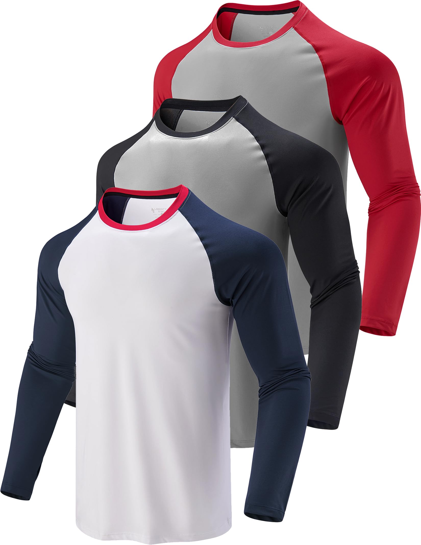 Liberty Imports Athletic Long Sleeve T Shirts with Thumbholes Camiseta Hombre (Pack de 3)