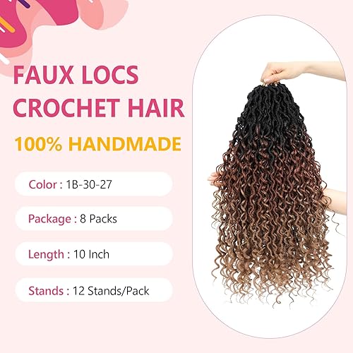 Miniatura 10 de 7 paquetes de cabello de ganchillo Goddess Locs - Rastas sintéticas de ganchillo de 14 pulgadas para mujeres negras, rastas suaves con extremos