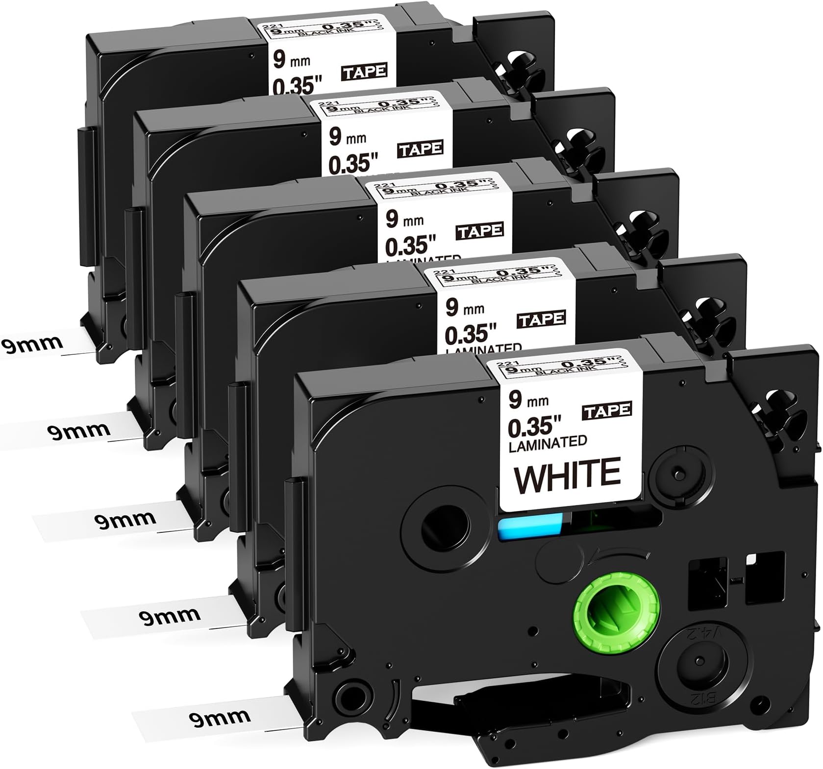Fimax AZe Tape Replacement for Brother P-Touch TZe-221 - Laminated Tape Black on White (9mm)