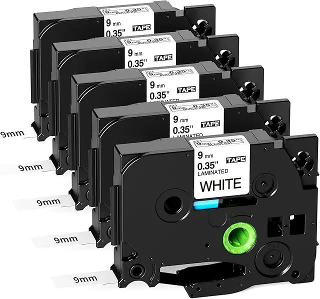TZe-221 9mm Tape Cassette Black on White für Brother P-Touch Drucker