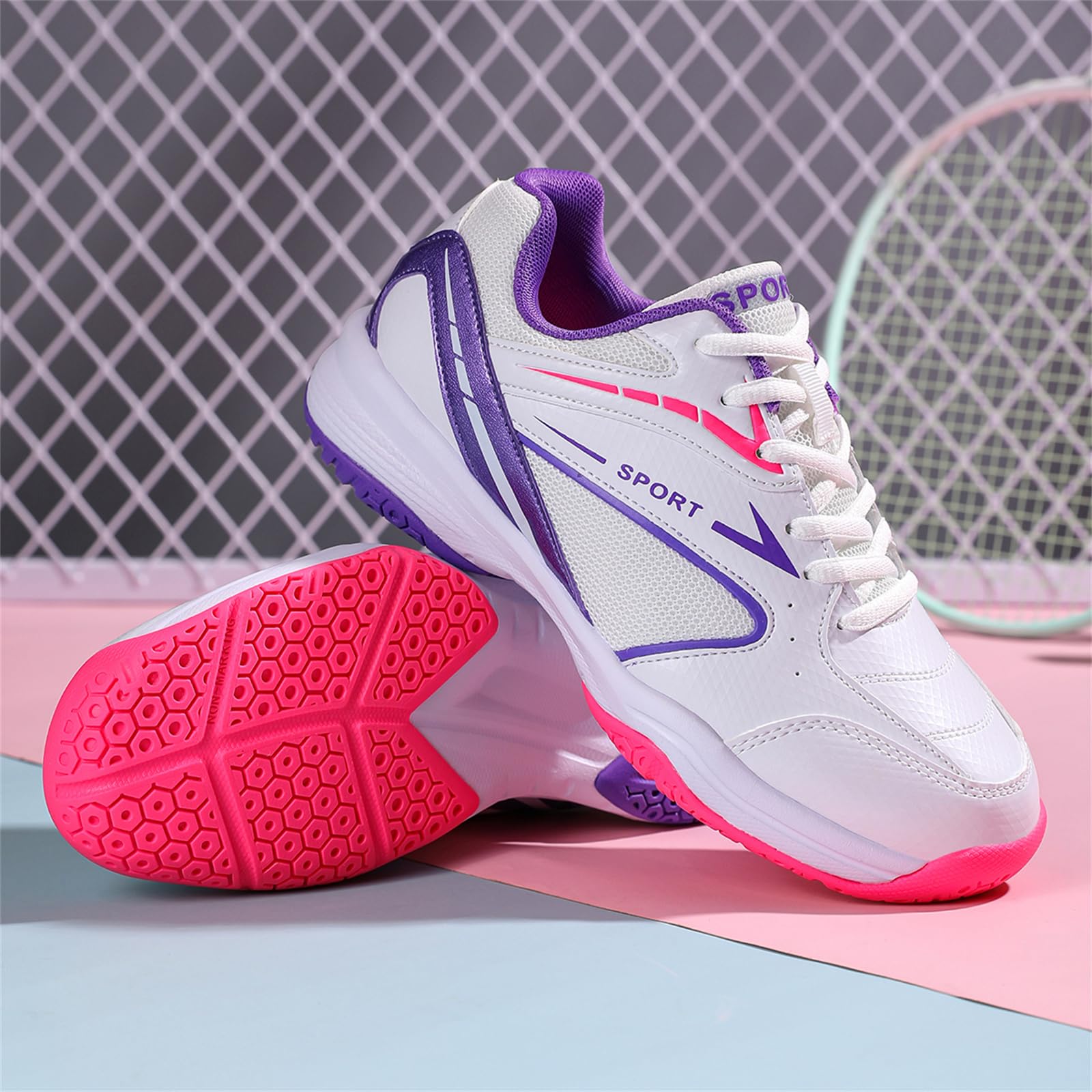 JiuQing Buty do pickleballa Męskie Damskie Buty do badmintona Tenisa Squasha Lekkie Wygodne Trampki Do Kortów Wewnętrznych i Zewnętrznych