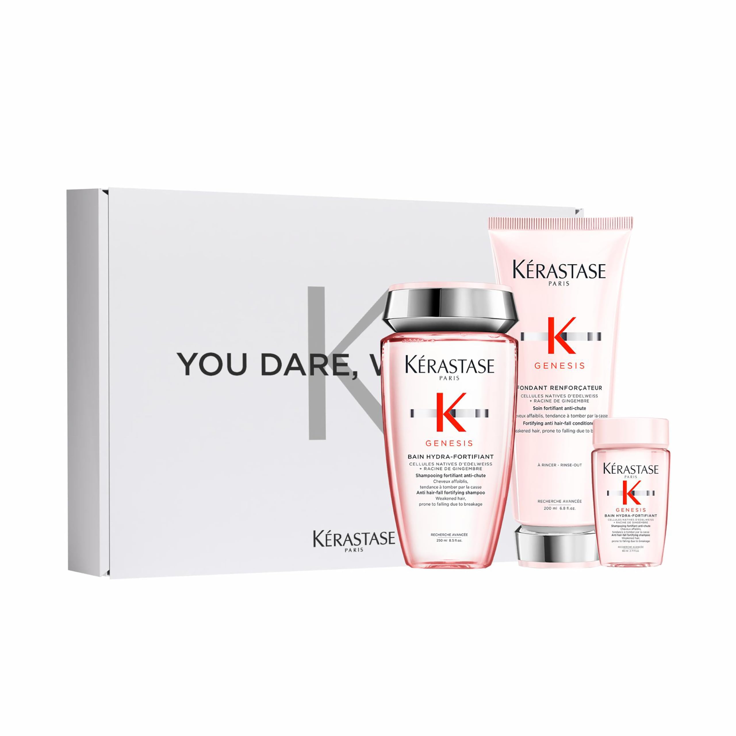 Kérastase, Genesis, Pflegeroutine mit Shampoo (Normalgröße und gratis Probiergröße 80ml) und Haarspülung, Für feines und brüchiges Haar, Gegen Haarverlust und Haarbruch