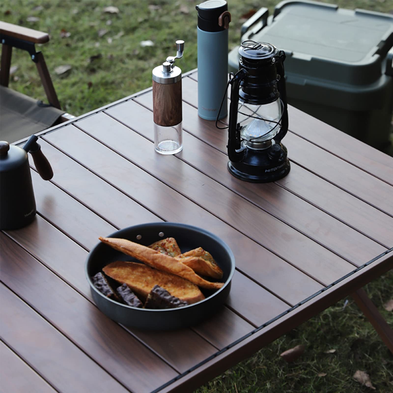 Table de Camping Pliante en Aluminium Roll UpTable Portable Stable Pique-Nique Fournitures de Plein Air Meubles en Grain de Bois pour BBQ Backyard Party,Wood,S(Length89cm)