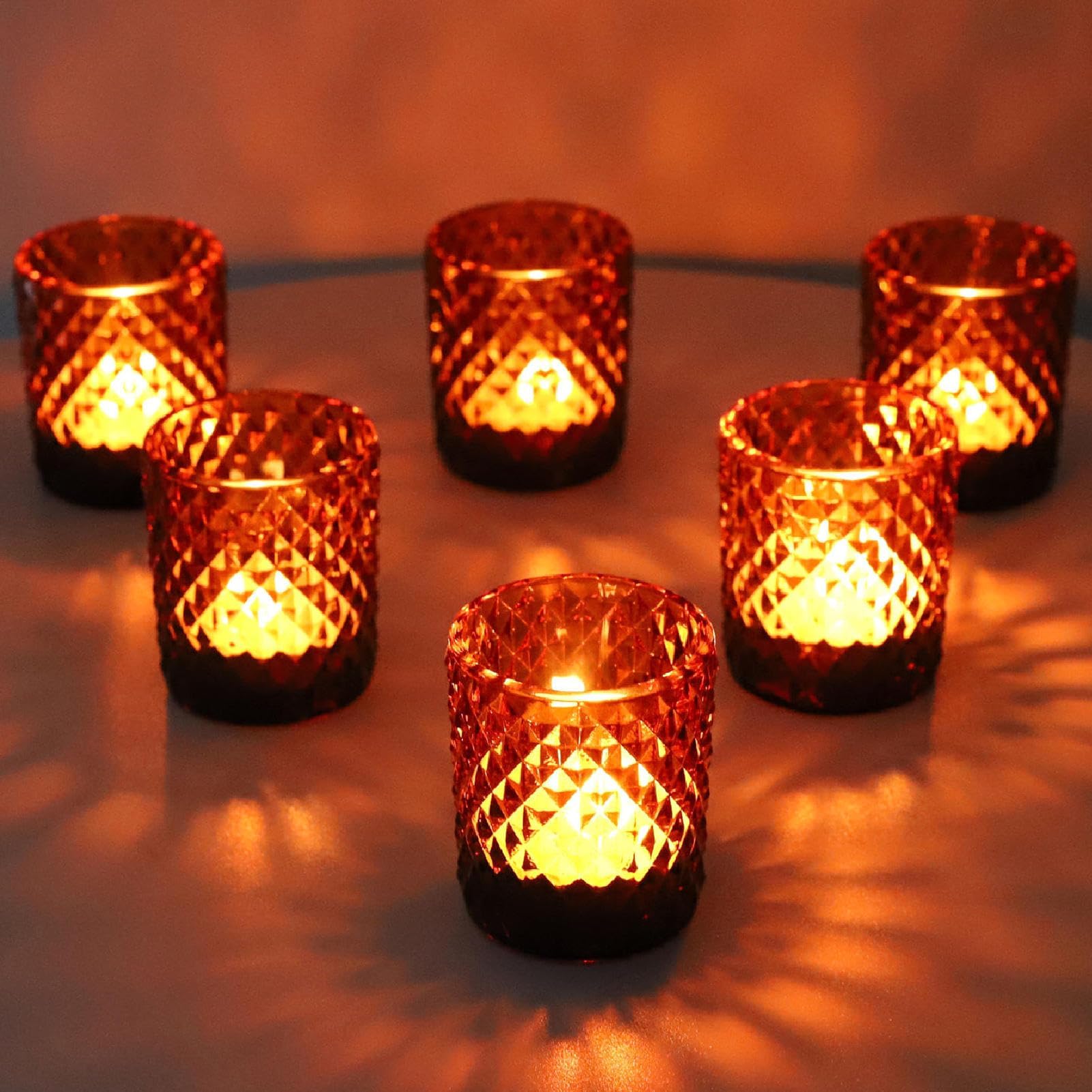 Richland Votive Candle Holders Hobnail Amber Set of 12