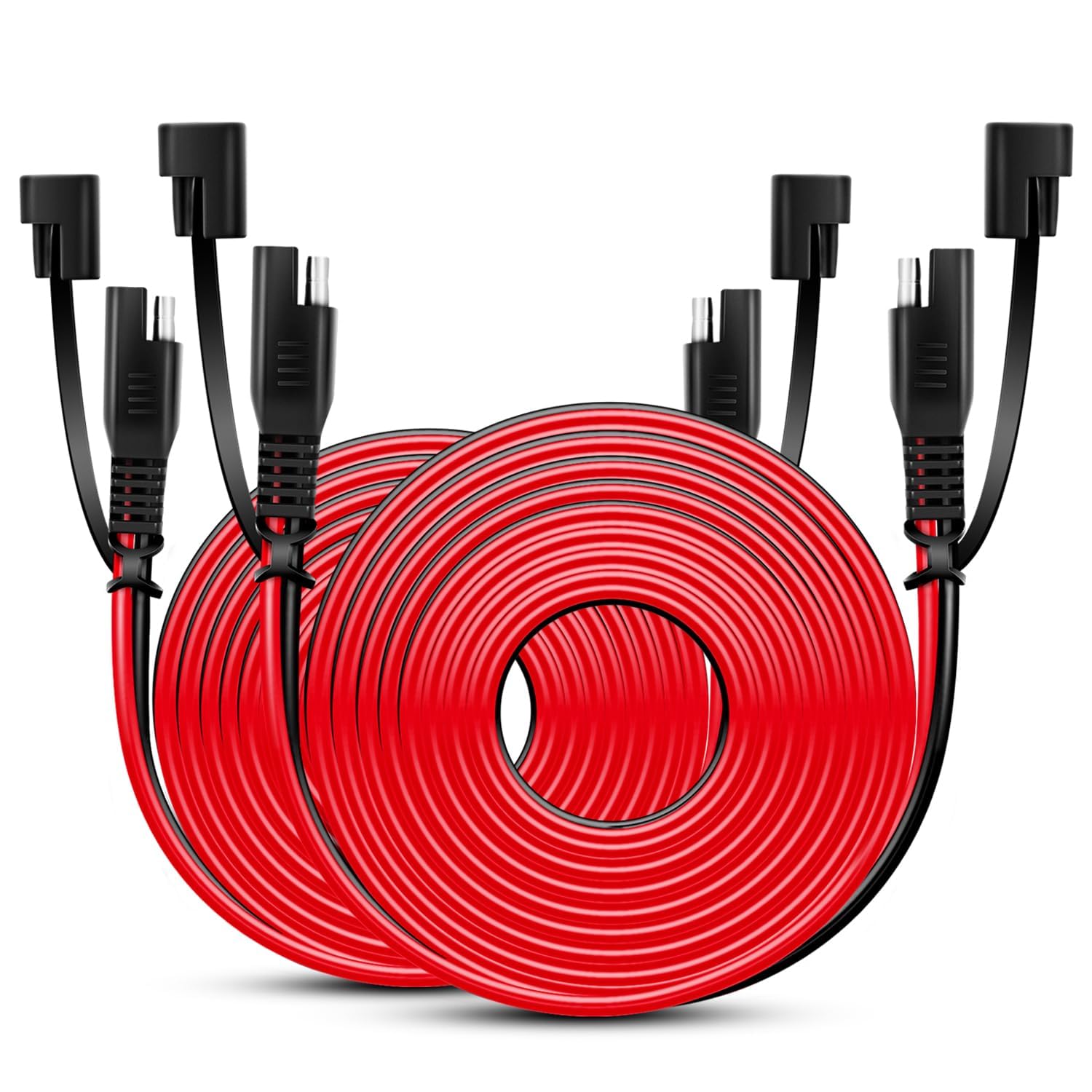 Nilight 2PCS 12FT SAE to Extension Cable DC Cord 16AWG 2 Pin Wire Harness with 12V-24V Quick Connect/Disconnect Connector Dust Cap, Years Warranty (50037R-B)