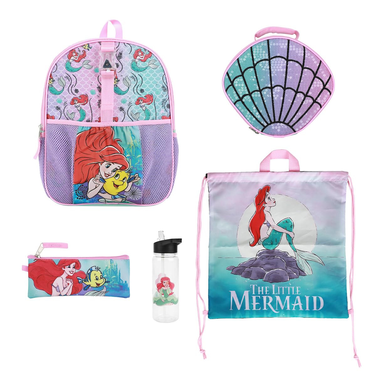 The Little Mermaid Ariel & Flounder 3-Piece Backpack Set