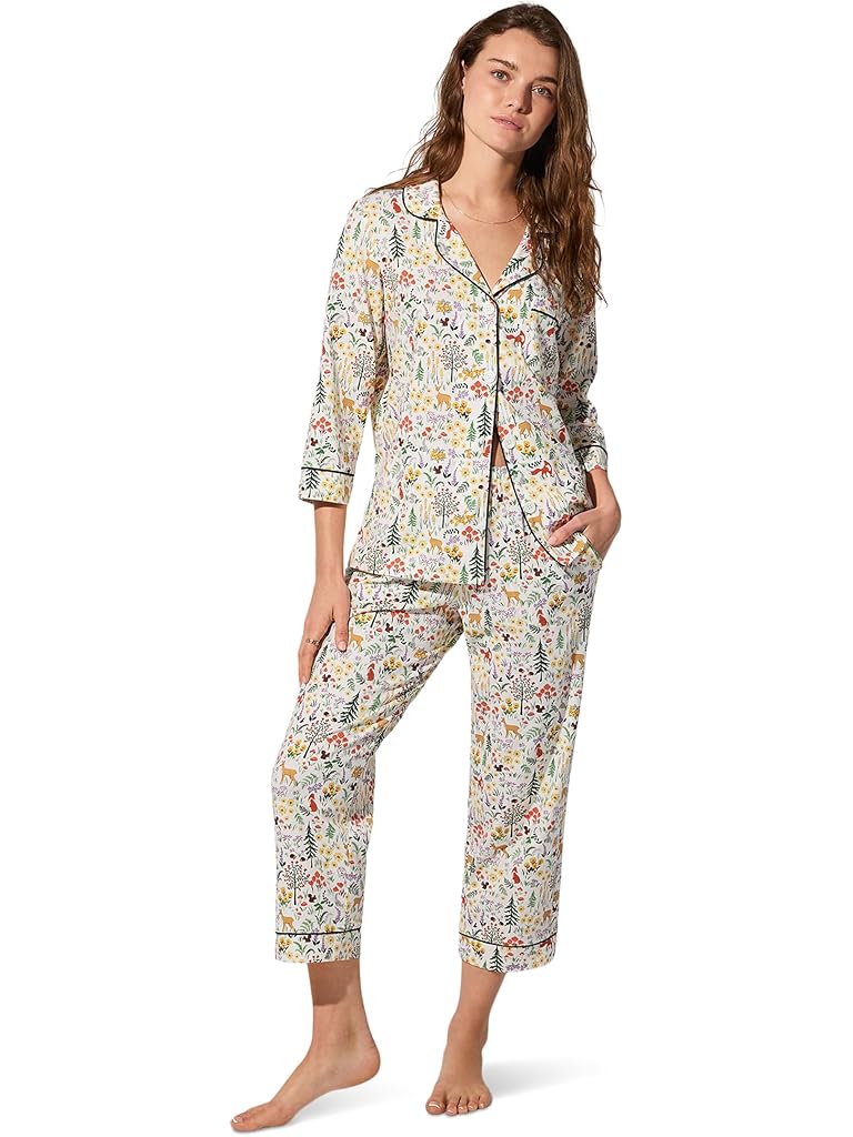 Multi Bedhead PJs 3/4 Sleeve Classic Stretch Jersey Crop Pj Set
