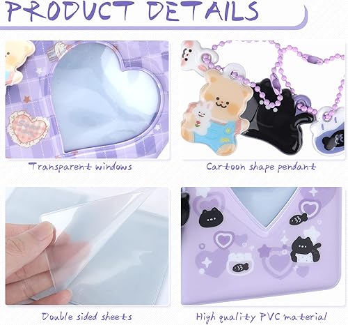 Miniatura 5 de 2 mini álbumes de fotos Kpop de 3 pulgadas con forma hueca de mariposa de amor, morado