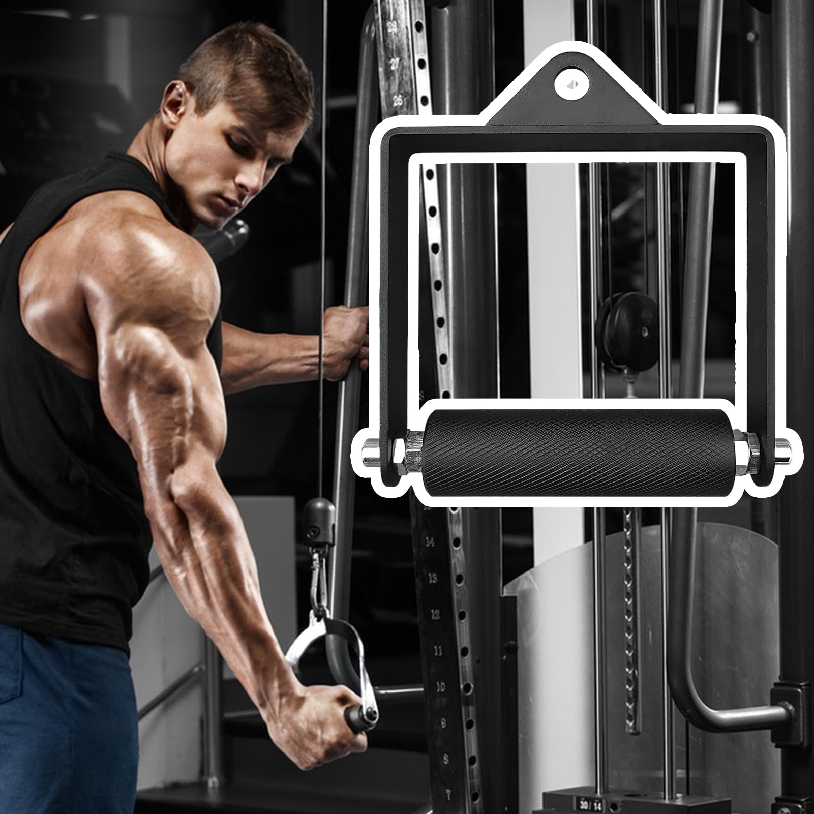 Mango de Cable de Gimnasio, Agarre de Accesorio de Entrenamiento | entrenador de fuerza ergonómico, construcción resistente, antideslizante, fácil instalación, perfecto para bíceps, espalda, t