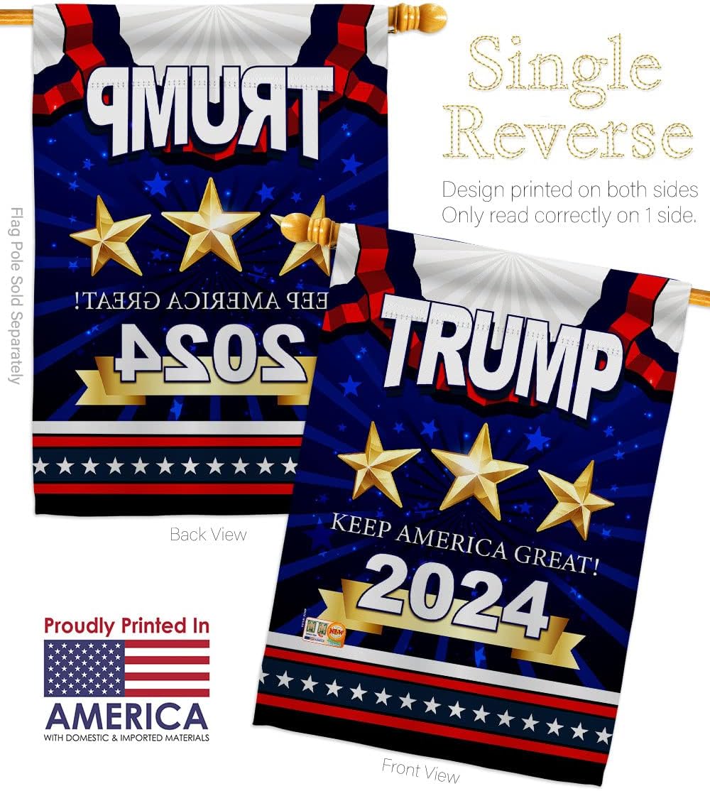 Keep America Great Trump House Flag Americana Political President Democrat Republican Tea Party United State American Election Small Decorative Gift Yard Banner Made In USA 28 X 40