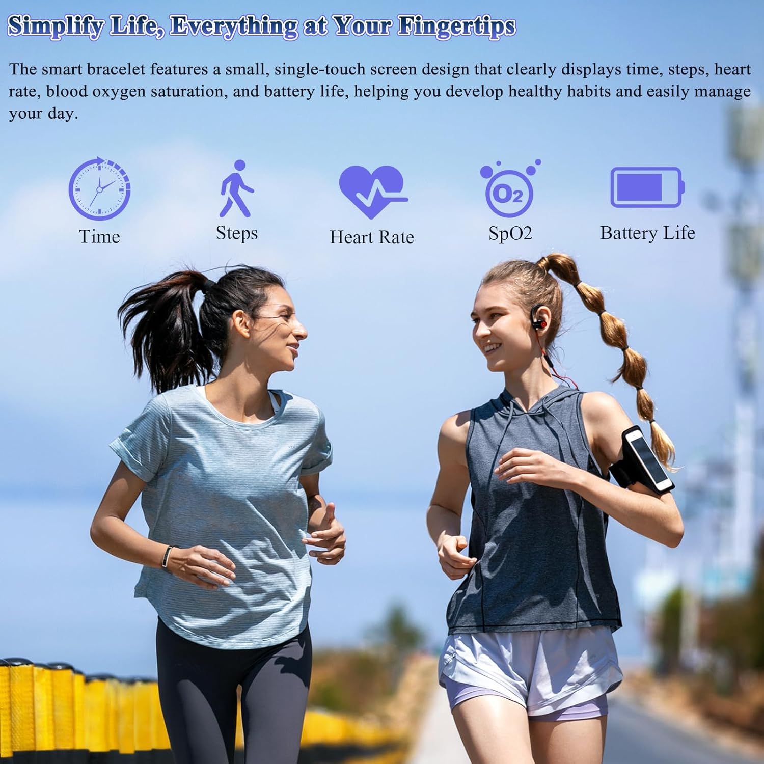 Smart Bracelet Health Tracker Steps Counting Bracelet Sleep Monitoring Smart Fitness Wristband Monitor Heart Rate Blood Oxygen Stress Value Silicone Strap (Light Gray)