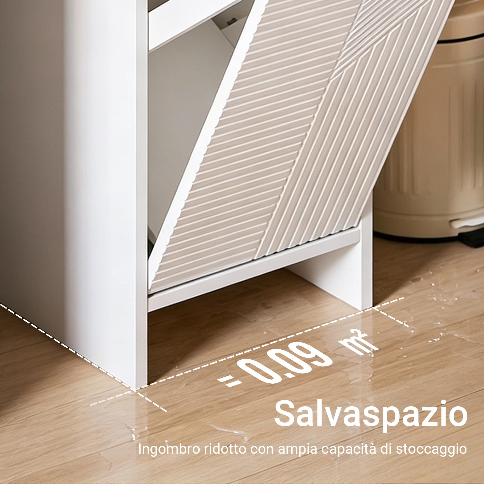 SoBuy Mobile Bagno Salvaspazio con Cesto Portabiancheria – Armadietto Bagno Alto e Stretto in MDF Bianco con Ripiani Regolabili e Antiribaltamento Mobile Lavanderia 30x170x30 cm BZR158-W
