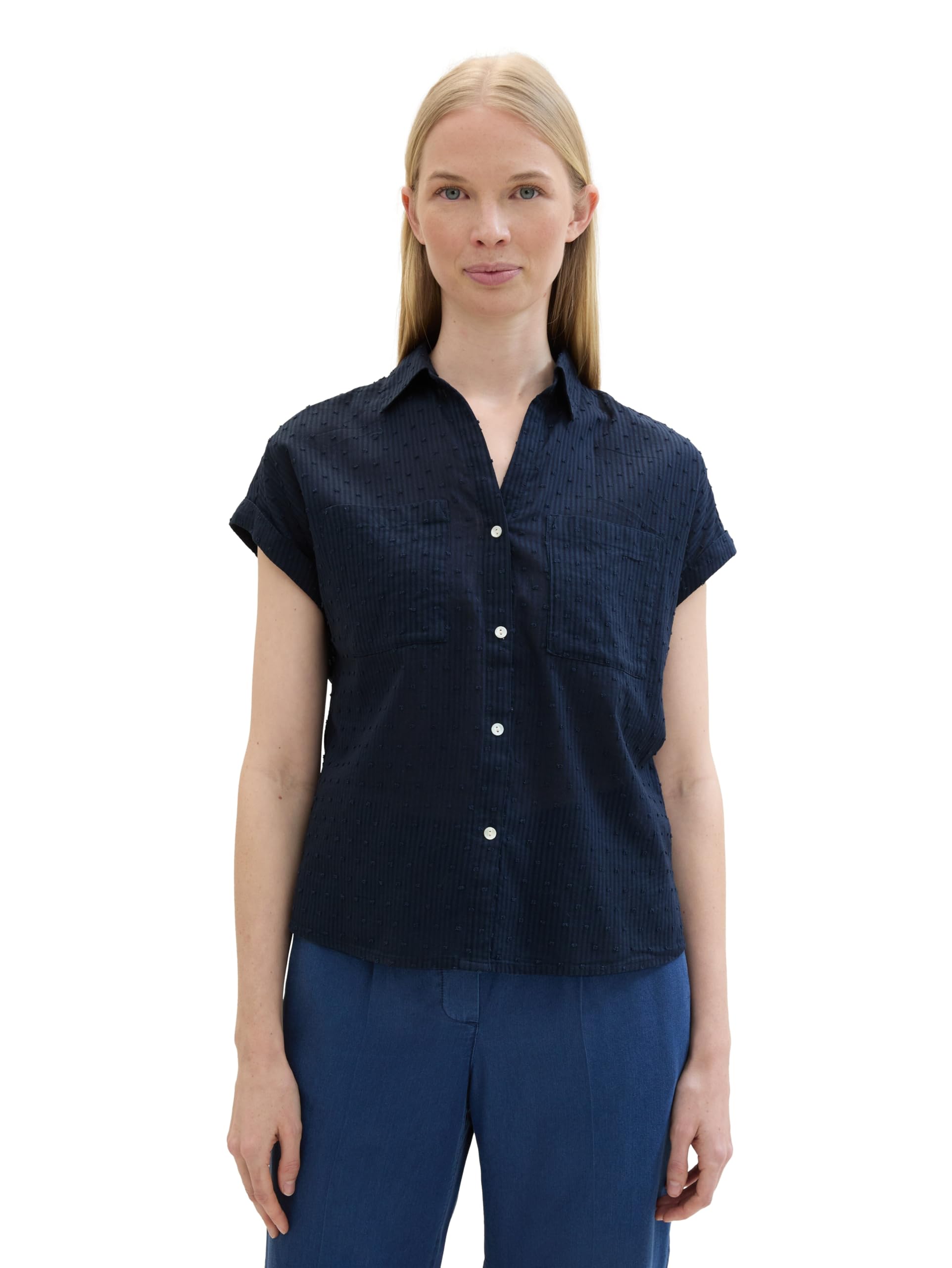 TOM TAILOR Women's 1046191 Blouse, 10668-Sky Captain Blue, 8