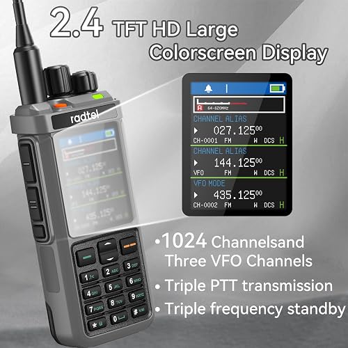 Radtel RT-880G GPS APRS Ham Radio 10W Walkie Talkie Portable CB Radio 1024 Channels HF SSB Rx with Cross-Band Repeater, 2.4 Inch Color Display, 2400mAh Rechargeable Battery, - 5