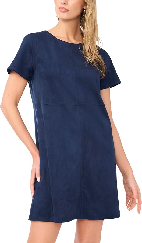Panneled Shift Mini Dress with Exposed Stitching